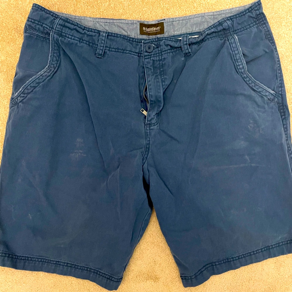 No Boundaries Men's Flat Front Navy Blue Khaki Shorts (Size 42)